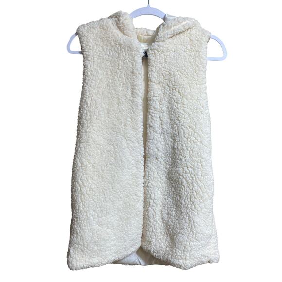 Lanshifei Womens Sherpa Vest Medium White Hooded Open Front - Picture 1 of 6